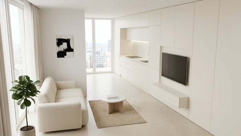 Nội thất nhà 30m2 phong cách tối giản với không gian thoáng gọn